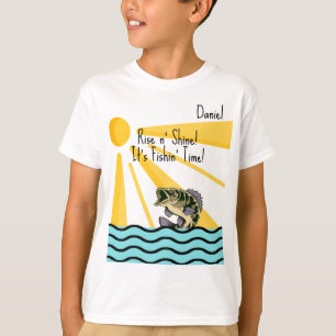 "Rise n' Shine! It's Fishn' Time!" Custom Boy's T-Shirt