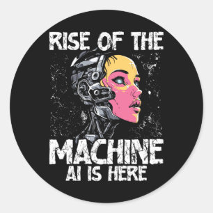 Rise Of Ai Futuristic Human Robot Hybrid Design Classic Round Sticker