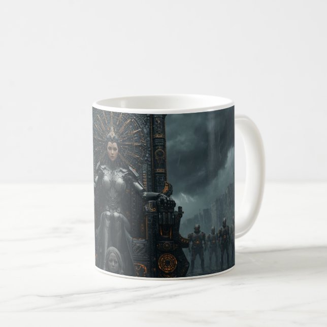  Rise of the AI Empress: Sci Fi Cyberpunk Theme  Coffee Mug (Front Right)