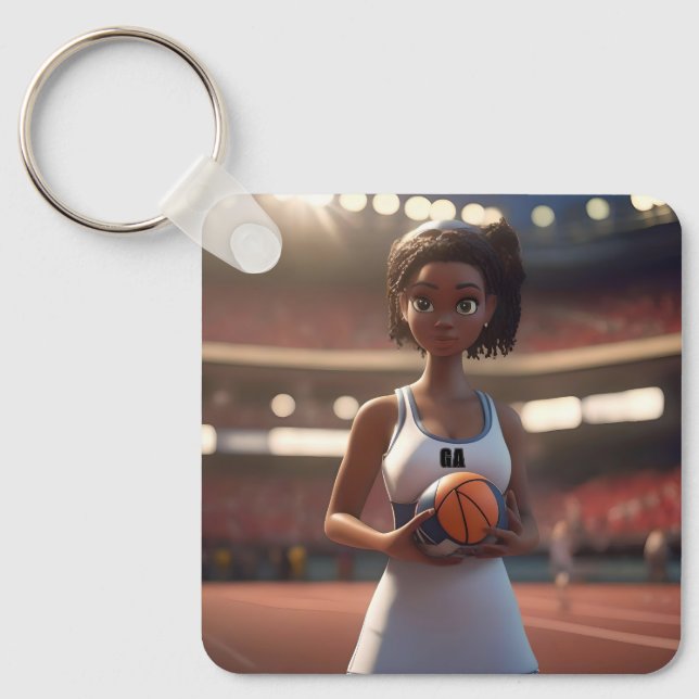 Rise Of The Brown Skinned Netball Girl, Key Ring (Front)