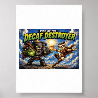 Rise of the Decaf Destroyer Coffee Superhero Comic Poster