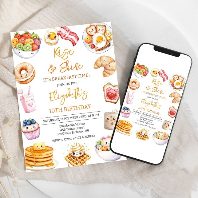 Rise & Shine It's Breakfast Time Birthday Invitation (Creator Uploaded)