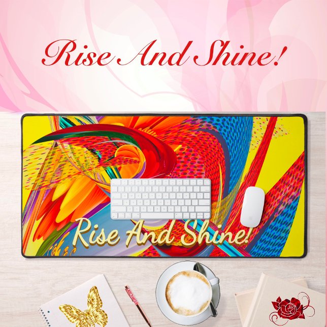 Rise & Shine Motivation Uplifting Tropic Abstract  Desk Mat (Creator Uploaded)