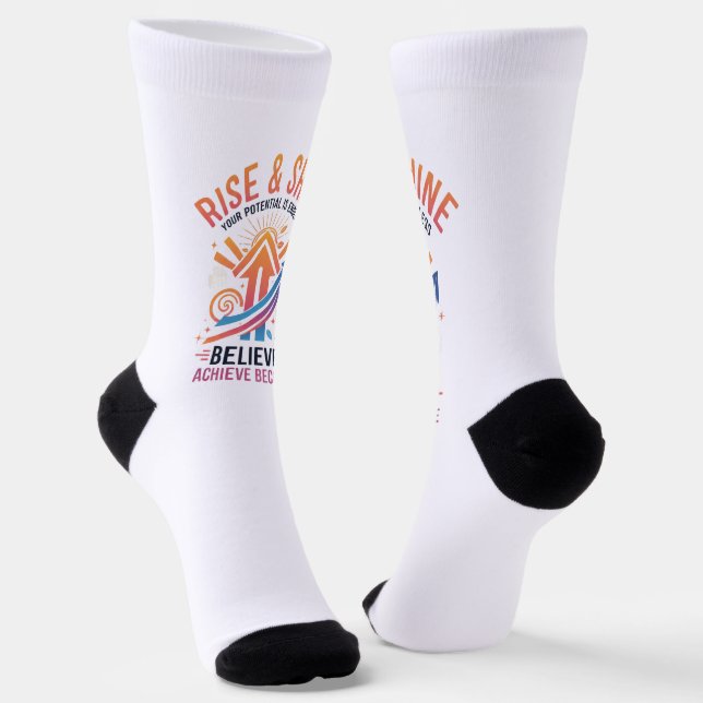 Rise & Shine Motivational Socks (Angled)