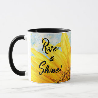 Rise & Shine Sunflower Watercolor Mug
