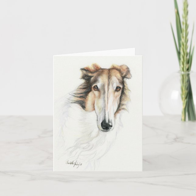 Rise the Borzoi Original Dog Art Note Card (Front)