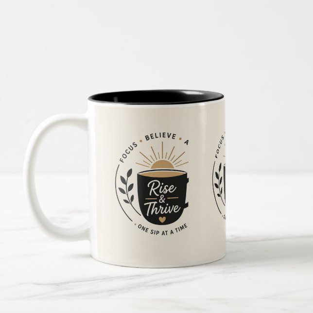 Rise & Thrive – Motivational Mug Logo Design (Left)