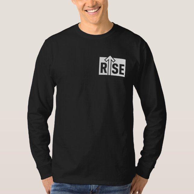 Rise Typographic Uplifting Clean Black Shirt (Front)