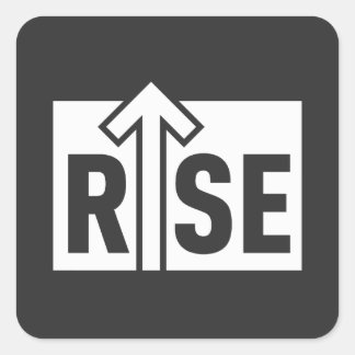 Rise Typographic Uplifting Clean Black Shirt Square Sticker