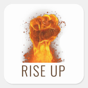 Rise Up Flaming Fist Square Sticker