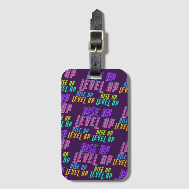 Rise Up Level Up Positive Quote  Luggage Tag (Front Vertical)