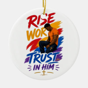 Rise Work Trust In Him Graphic Women's T-Shirt Ceramic Tree Decoration