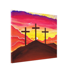 Risen As He Said Three Crosses Easter Canvas Art