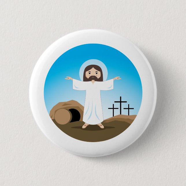 Risen Christ 6 Cm Round Badge (Front)