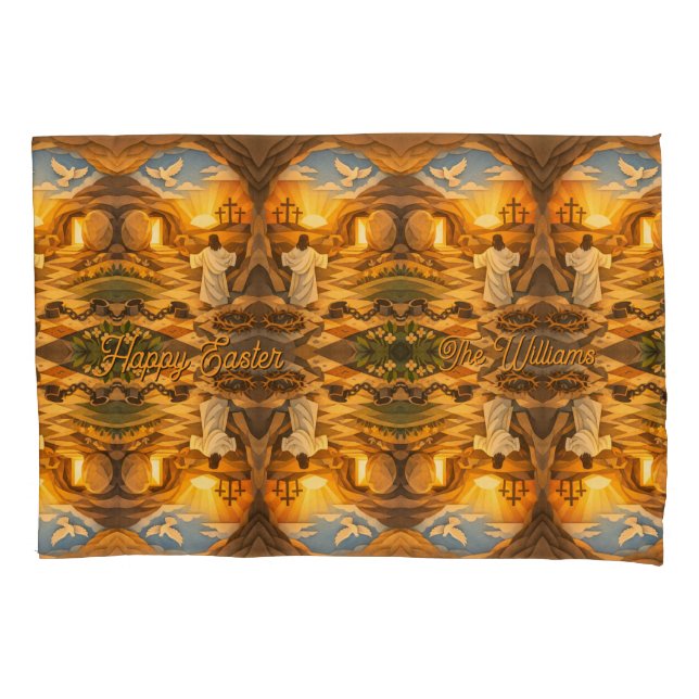 Risen Jesus Empty Tomb 3D Papercut Easter Pillowcase (Front)