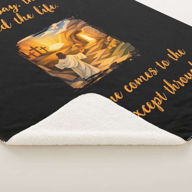 Risen Jesus Empty Tomb 3D Papercut Sherpa Blanket (3/4)