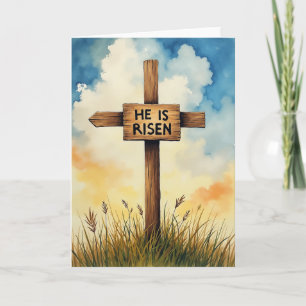 Risen Signpost Watercolor Card