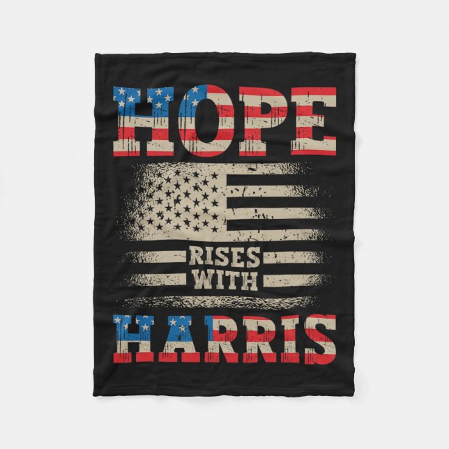 Rises With Harris Kamala Walz 2024 President Kamal Fleece Blanket (Front)