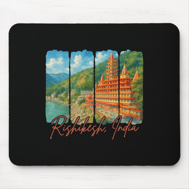 Rishikesh India Travel Trip Brushstroke Rishikesh  Mouse Pad (Front)