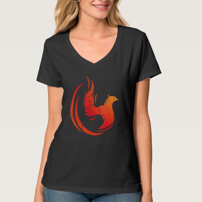 Rising Bird Phoenix Mythical Fantasy Firebird Fans T-Shirt (Front)