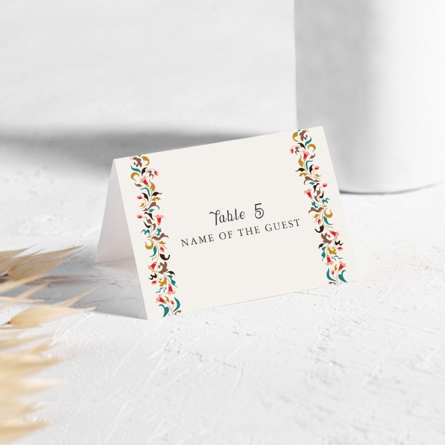 Rising Boho Indo Floral Mandala Wedding Place Card (Creator Uploaded)