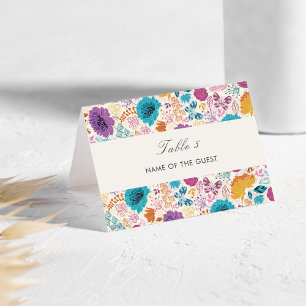 Rising Boho Indo Floral Mandala Wedding Place Card