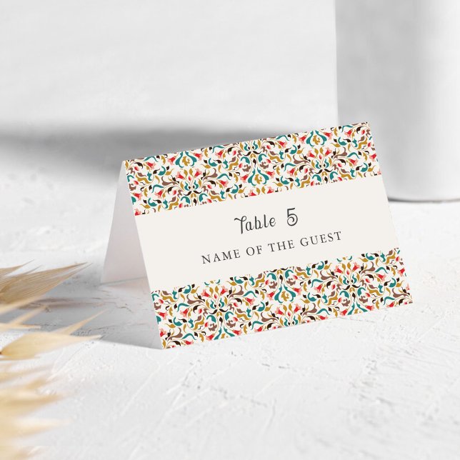 Rising Boho Indo Floral Mandala Wedding Place Card (Creator Uploaded)