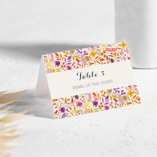 Rising Boho Indo Floral Mandala Wedding Place Card