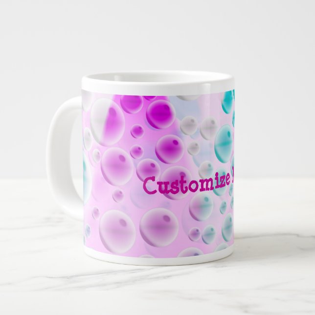 Rising Bubbles (Pink&Blue) Large Coffee Mug (Front Left)