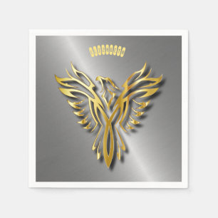 Rising Golden Phoenix Gold Flames With Shadows Napkin