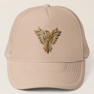 Rising Golden Phoenix Gold Flames With Shadows Trucker Hat