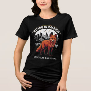 Rising in Raleigh Red Fox Black Excellence Heritag Tri-Blend Shirt