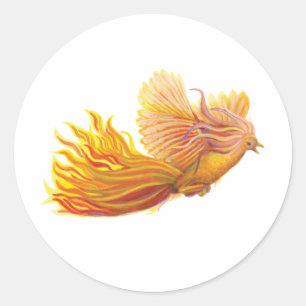 Rising Phoenix Bird Classic Round Sticker