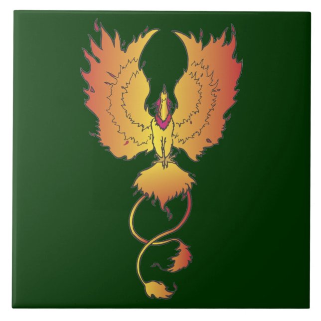 Rising Phoenix Decorative Accent Tile (Front)