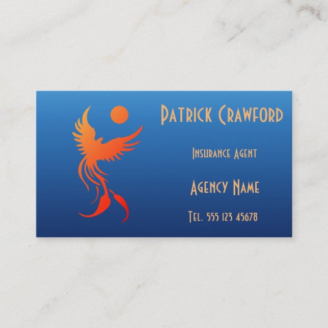 Rising Phoenix in Flames Insurance Business Card (Front)