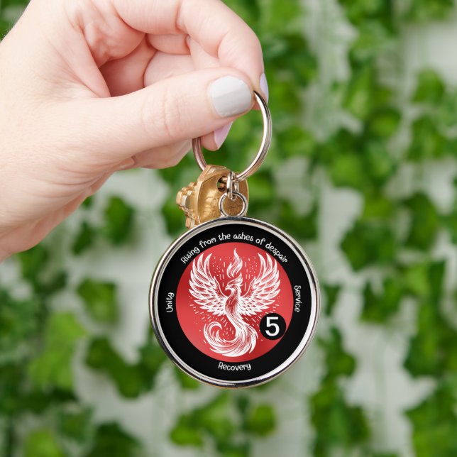 Rising Phoenix - Milestone in Recovery Gift Key Ring (Hand)