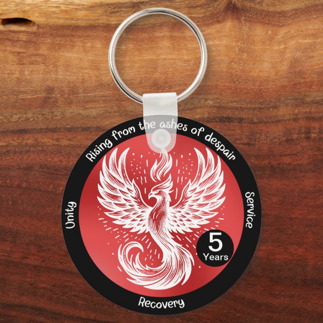 Rising Phoenix - Milestone in Recovery Gift Key Ring (Front)