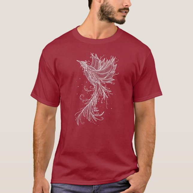 Rising Phoenix white Lineart T-Shirt (Front)