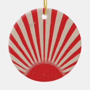 Rising Sun Background – Retro Vintage Rays Ceramic Tree Decoration