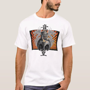 Rising Sun Dragon Tiger Hound's Tooth Tee Shirt