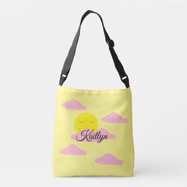 Rising Sun with Pink Clouds:  Yellow   Crossbody Bag (Back)