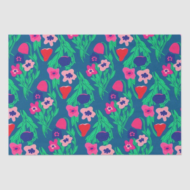 Riso Print Flower Color Tissue Paper (Front)