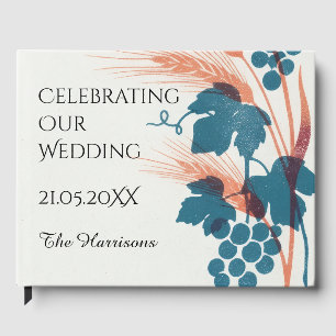 Risograph Foxtail Barley and Grapes Wedding Guest Book