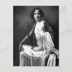 Risque vintage flapper girl French photo Postcard
