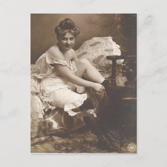 Risque vintage French photo postcard (Front)