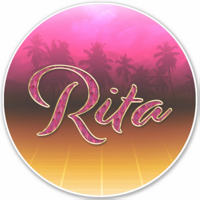 Rita First Name golden pink sticker sticker (Front)