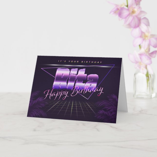 Rita Name First name pura retro card Birthday (Orchid)