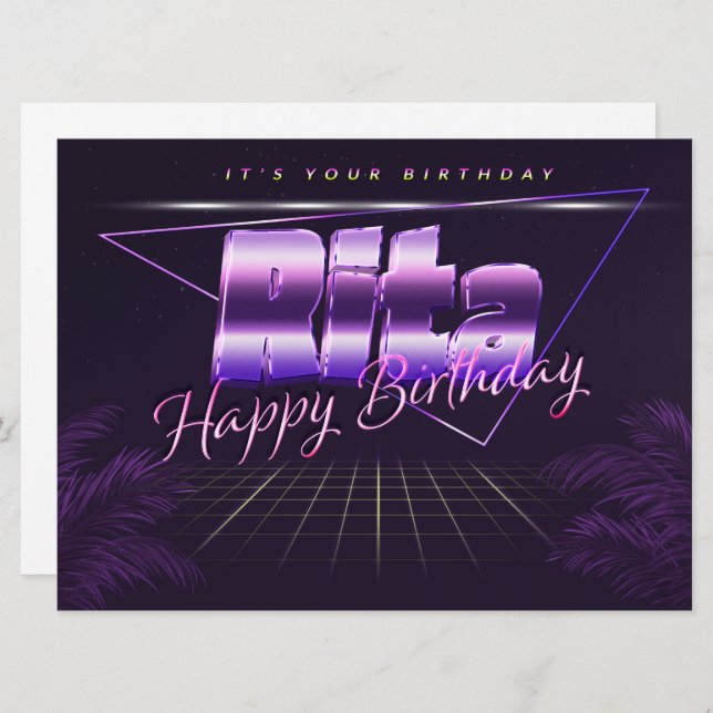 Rita Name First name pura retro card Birthday (Front/Back)