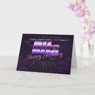 Rita Name Vorname lila retro Karte Geburtstag Card