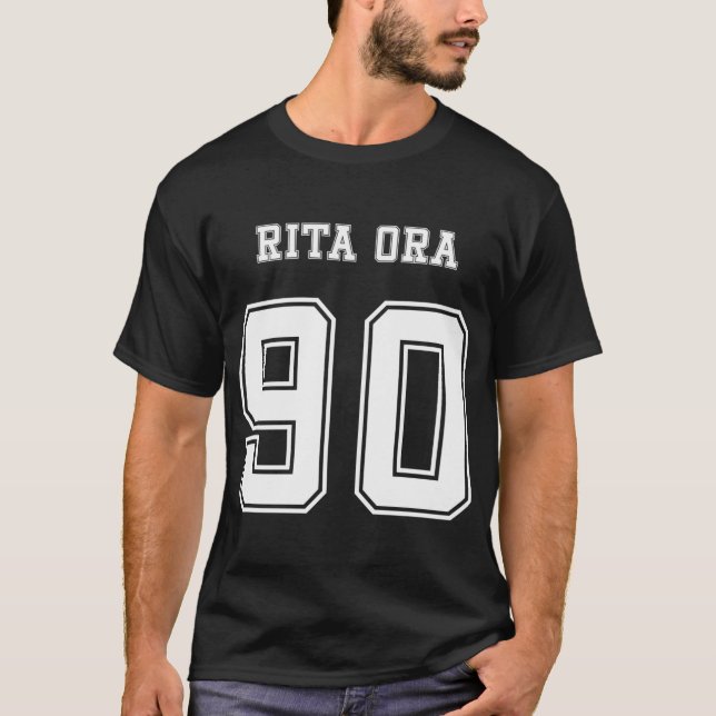 Rita Ora, 90 Jersey (White) T-Shirt (Front)